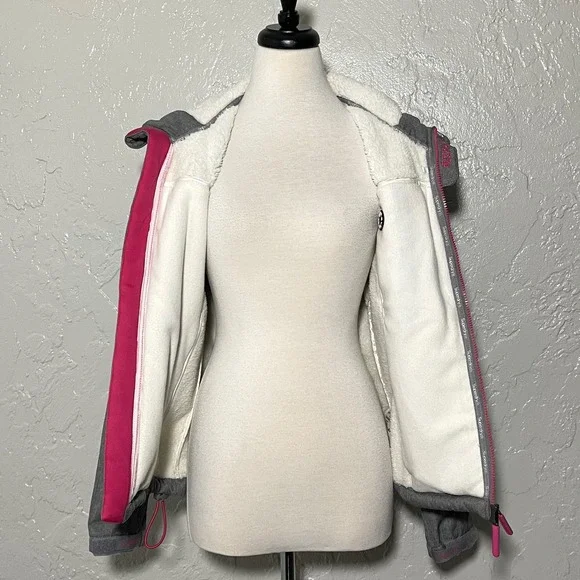 Superdry S Hooded Winter Windtreker Gray Pink Jacket - Picture 3 of 13